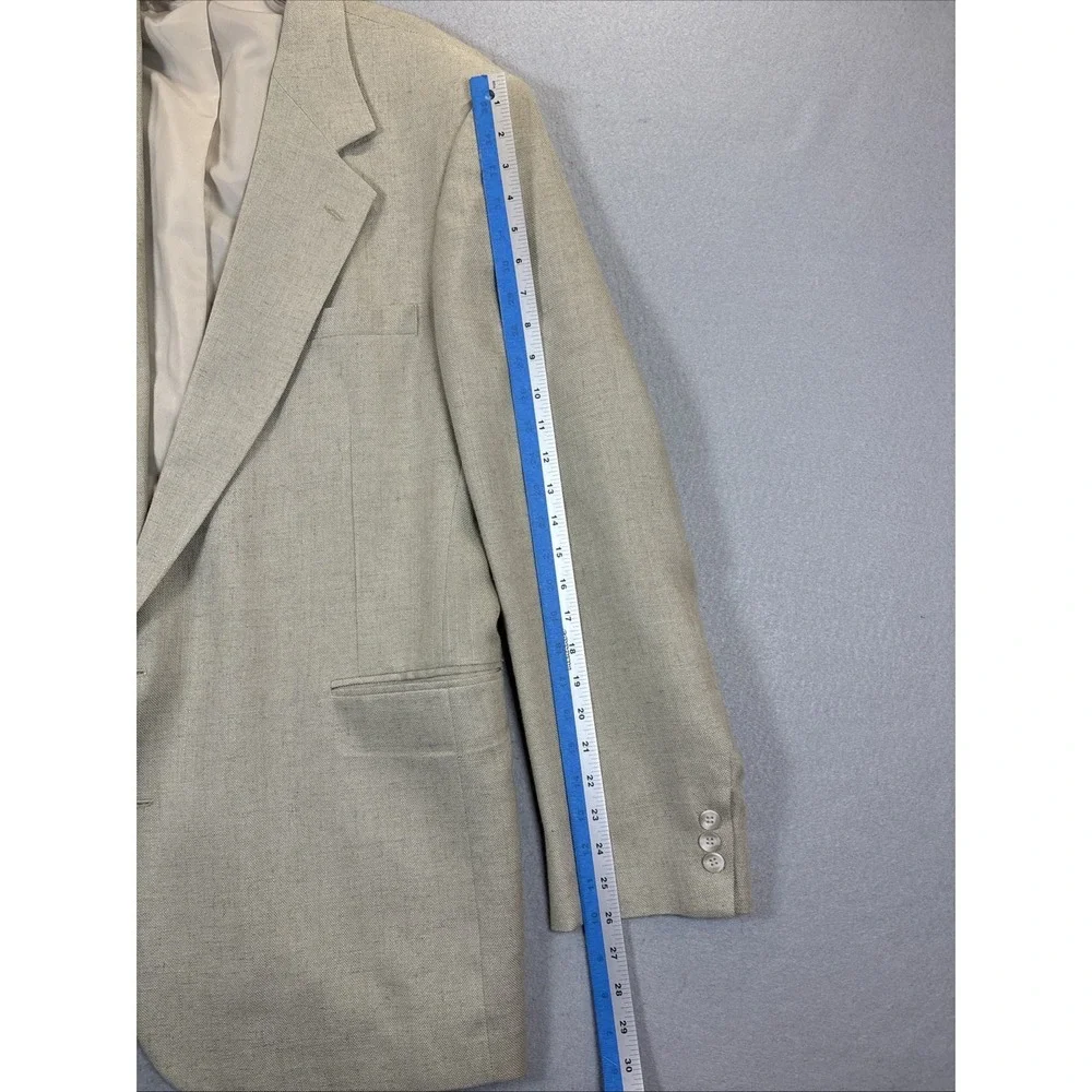 Haggar Gentlemans Fit Beige Linen‎ Blend Blazer Jacket 48L EUC